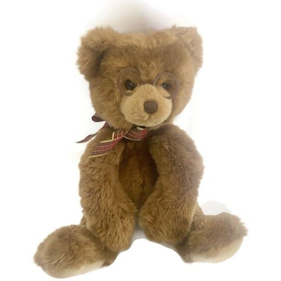 Gund Teddy Bear Plush Booker Brown 15" With Glasses and Bow Super Soft - Picture 8 of 9